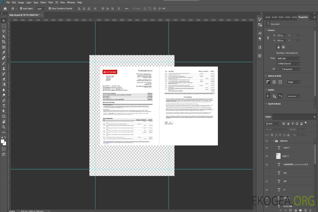 Modèle de relevé bancaire Royaume-Uni Santander au format Excel et PDF (2 pages) template